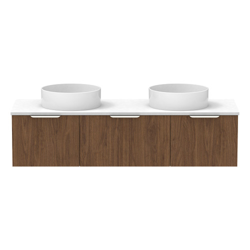 Mosman Vanity with Double Basin 1500mm 3 Drawer, Florentine Walnut & Alabaster [304051]
