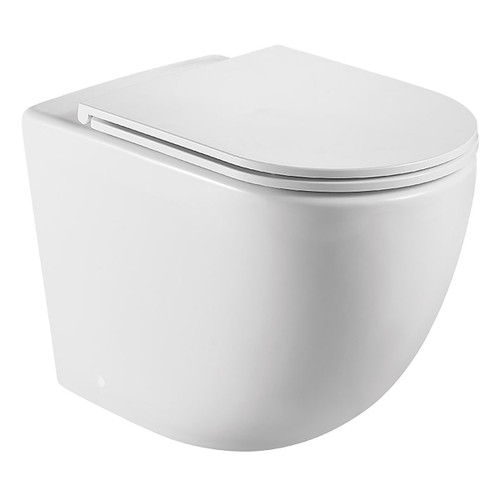 Koko Tornado Flush Wall-Faced Toilet Suite Pan + Slim Seat + Geberit Sigma In-Wall Cistern S-Trap Matte White [304276]