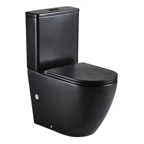 Koko Back-to-Wall Toilet Suite P-Trap with Slim Seat Matte Black [304334]