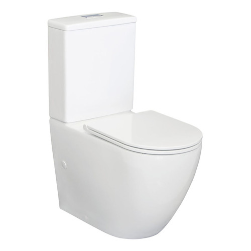 Alix Back-to-Wall Toilet Suite Pan + Slim Seat + Geberit Cistern P-Trap Gloss White [304174]