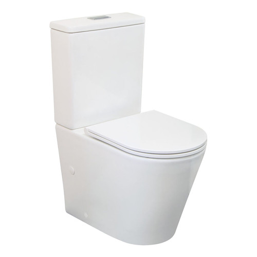 Isabella Back-to-Wall Toilet Suite Pan + Slim Seat + Geberit Cistern S-Trap 160-230 Gloss White [304209]