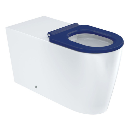 Isabella Care Wall-Faced Toilet Suite Pan & Blue Seat + R&T In-Wall Cistern + Care Raised White Flush Buttons P-Trap Gloss White [304302]
