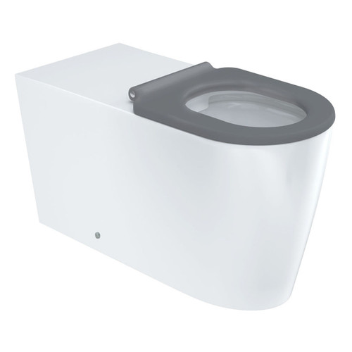 Isabella Care Wall-Faced Toilet Suite Pan & Grey Seat + R&T In-Wall Cistern + Care Raised Chrome Flush Buttons P-Trap Gloss White [304267]