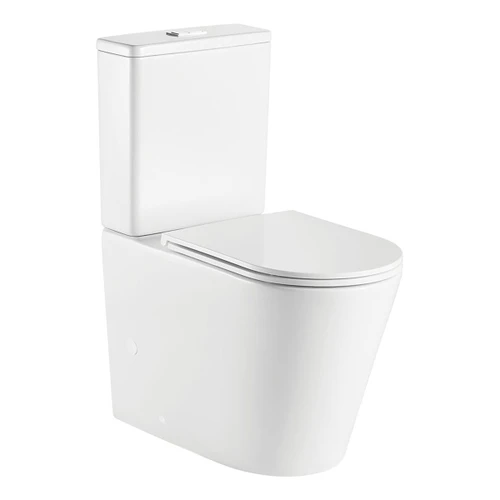 Kaya Tornado Flush Back-to-Wall Toilet Suite Pan + Slim Seat + R&T Cistern P-Trap Gloss White [304323]