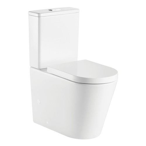 Kaya Tornado Flush Back-to-Wall Toilet Suite Pan + Seat + R&T Cistern P-Trap Gloss White [304312]