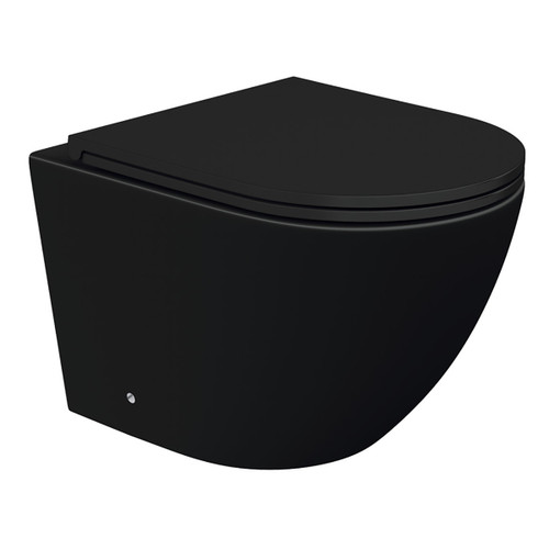 Koko Tornado Flush Wall Hung Toilet Suite Pan + Seat + Geberit Sigma In-Wall Cistern Matte Black [304243]