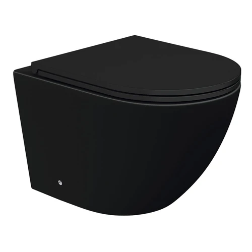 Koko Tornado Flush Wall Hung Toilet Suite Pan + Seat + R&T In-Wall Cistern Matte Black [304286]