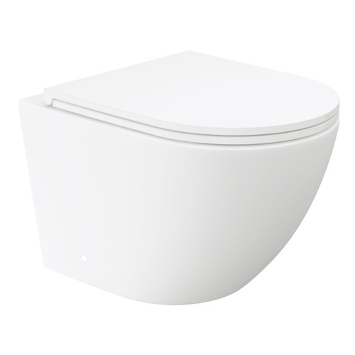 Koko Tornado Flush Wall Hung Toilet Suite Pan + Slim Seat + Viega V-02 In-Wall Cistern Matte White [304332]