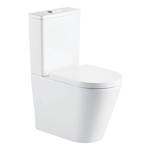 Aluca Tornado Flush Back-to-Wall Toilet Suite Pan + Seat + Geberit Cistern S-Trap 160-230 Gloss White [304298]