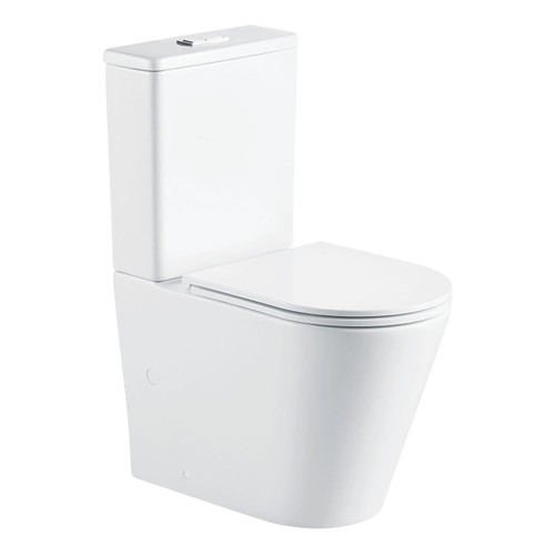 Aluca Tornado Flush Back-to-Wall Toilet Suite Pan + Slim Seat + R&T Cistern P-Trap Gloss White [304216]