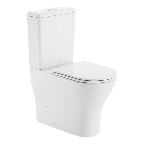 Tono Tornado Flush Back-to-Wall Toilet Suite Pan + Slim Seat + R&T Cistern P-Trap Gloss White [304217]