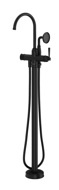 Cromford Floor Mounted Bath Mixer with Hand Shower Matte Black [303671]