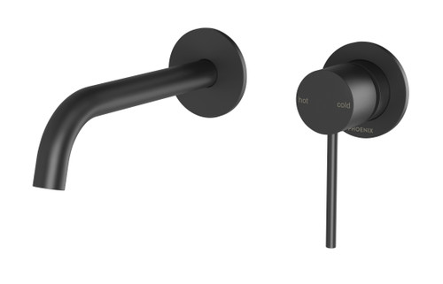 Vivid Slimline SwitchMix Wall Basin or Bath Mixer Set 60mm Backplates Fit-Off Kit Matte Black [304106]