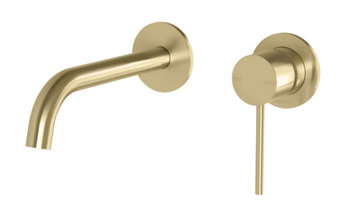 Vivid Slimline SwitchMix Wall Basin or Bath Mixer Set 60mm Backplates Fit-Off Kit Brushed Gold [304105]