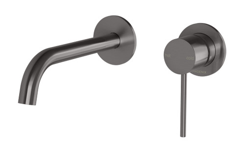 Vivid Slimline SwitchMix Wall Basin or Bath Mixer Set 60mm Backplates Fit-Off Kit Brushed Carbon [304108]