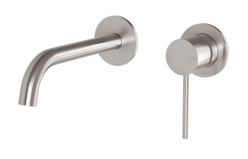 Vivid Slimline SwitchMix Wall Basin Bath Mixer Set 60mm Backplates Fit-Off Kit Brushed Nickel [304104]
