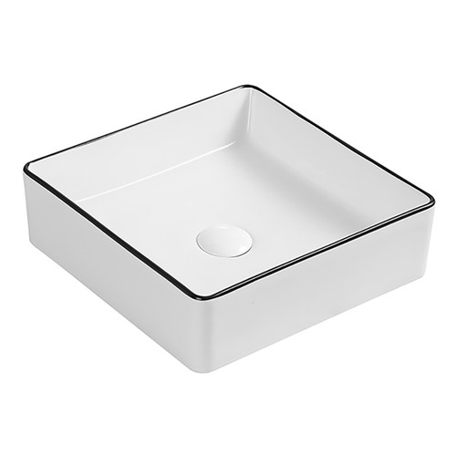 Macleod Above Counter Basin Gloss White with Black Edge [257278]