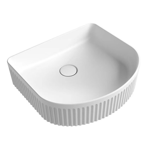 Cyrus Gloss White Arch Above Counter Basin with V Groove Surface 415 x 365 x 120mm [305221]