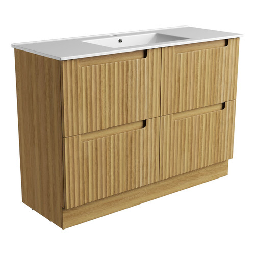 Lovina Floor Standing Harvest Oak Fluted Cabinet 1200*460*420mm with Ceramic Top [305468]