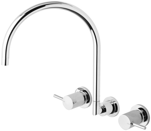 Vivid Pin Lever Wall Sink Set Gooseneck Spout 3Star Chrome Lead Free [301847]