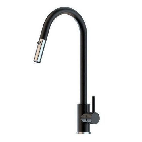 Xacta Xpressfit Sink Mixer Stainless Steel 5Star Gooseneck & Pull-Out Dual Black Chrome [192308]