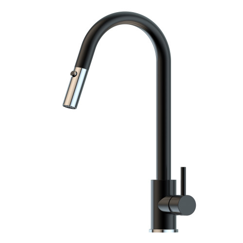 Xacta Xpressfit Sink Mixer Stainless Steel 5Star Gooseneck & Pull-Out Dual Black Polished [192309]
