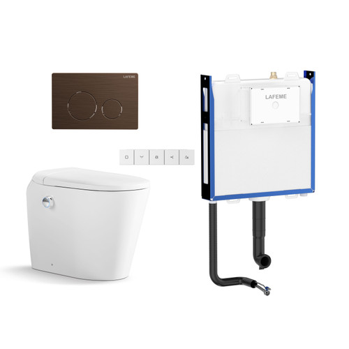 Autolux Inwall Cistern Floor Pan Smart Tolet with Brushed Bronze Flush Plate [304946]