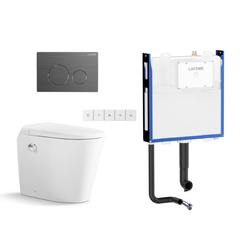 Autolux Inwall Cistern Floor Pan Smart Tolet with Gunmetal Flush Plate [304948]