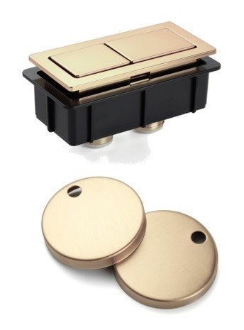 Back to Wall Toilet Button and Hinges Brushed Gold [305973]