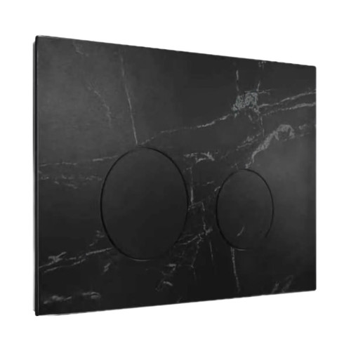 In-Wall Toilet Flush Plates Round Porcelain Marble Black [305926]