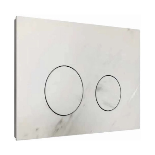 In-Wall Toilet Flush Plates Round Porcelain Marble White [305964]