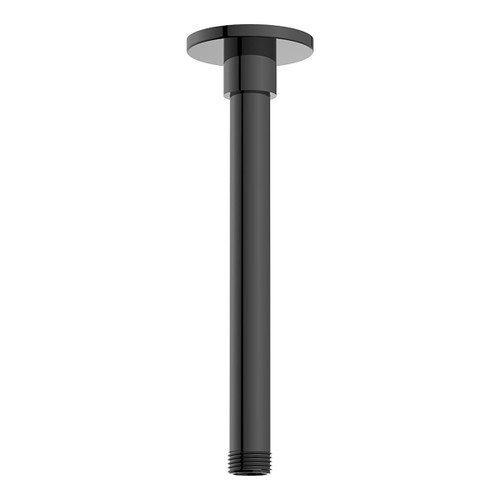 Shower Arm Ceiling Mount Straight Round Rail 200mm Black [168636]