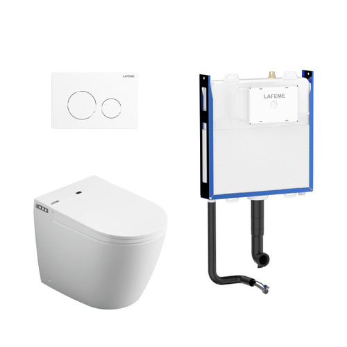 Crawford Inwall Cistern Floor Pan Smart toilet with Matte White Flush Plate [287701]