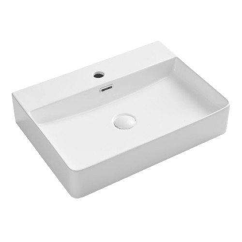 Petra 600 Above Counter Basin Gloss White 1 Tap Hole [305636]