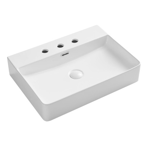 Petra 600 Above Counter Basin Gloss White 3 Tap Holes [305635]