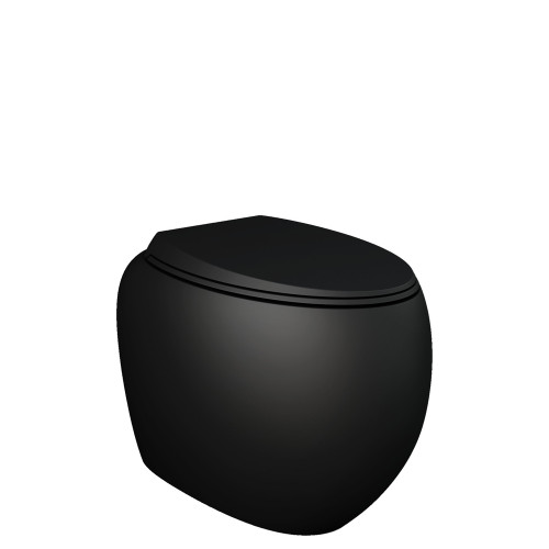 RAK Cloud Wall-Faced Toilet Suite, Pan + Soft Close Seat ONLY (cistern not included), P-Trap, Matte Black [306078]
