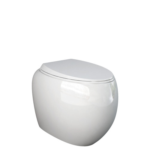 RAK Cloud Wall-Faced Toilet Suite, Pan + Soft Close Seat + Geberit Sigma In-Wall Cistern, P-Trap, Alpine Gloss White [306106]