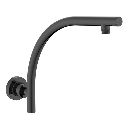 Shower Arm Wall Mount Curved Round Rail Black [168643]