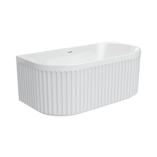 Eleanor Back-To-Wall Acrylic Bath with Overflow 1500mm Gloss White [305828]