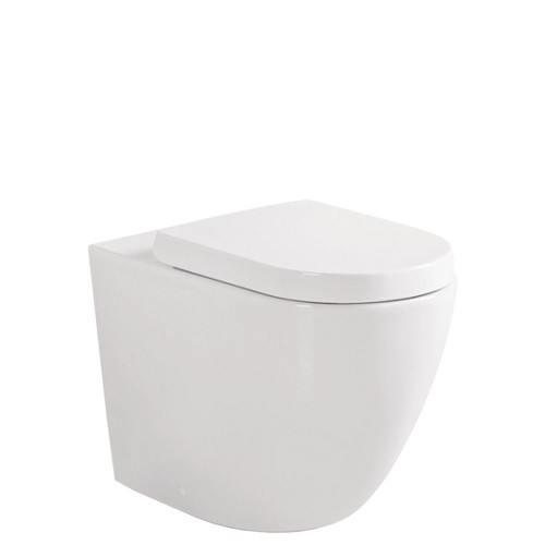 Koko Tornado Flush Wall-Faced Toilet Suite, Pan + Soft Close Seat + R&T In-Wall Cistern, S-Trap, Gloss White [306105]