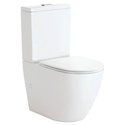 Koko Tornado Flush Back-to Wall Toilet Suite, Pan + Slim Soft Close Slim Seat + Geberit  Cistern, 160-230mm S-Trap, Gloss White [306109]