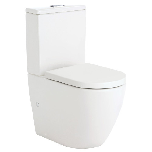 Koko Tornado Flush Back-to Wall Toilet Suite, Pan + Soft Close Seat + Geberit  Cistern, P-Trap, Gloss White [306107]