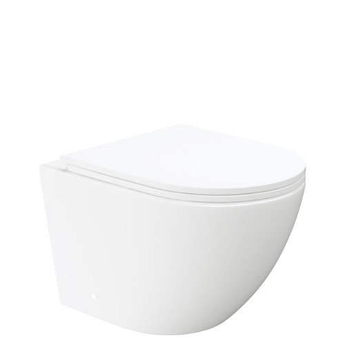 Koko Tornado Flush Wall Hung Toilet Suite, Pan + Soft Close Slim Seat + Viega V-02 In-Wall Cistern, Gloss White [306077]