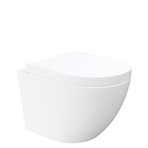 Koko Tornado Flush Wall Hung Toilet Suite, Pan + Soft Close Seat + Viega V-04 Under-Counter Cistern, Gloss White [306111]
