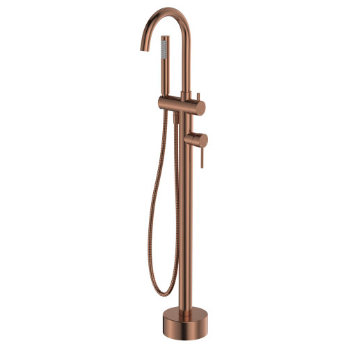 Kaya Floor Mounted Bath Mixer with Hand Shower Brushed Copper [306289]