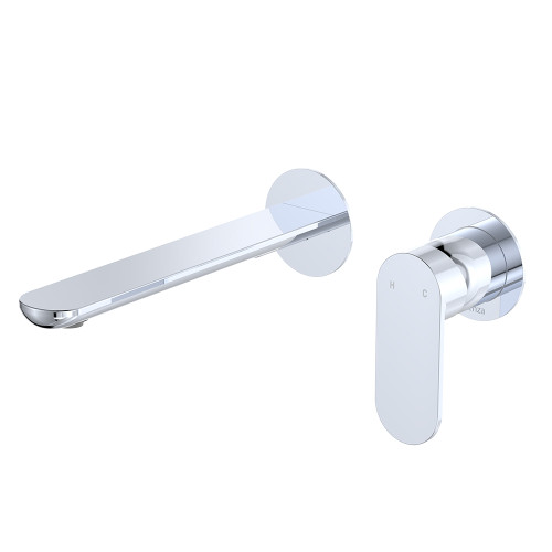 Empire Slim Basin/Bath Wall Mixer Set, Round Plates, 200mm Outlet, Chrome [306238]