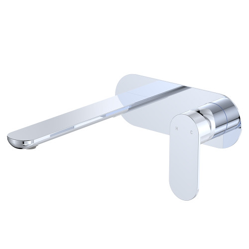 Empire Slim Basin/Bath Wall Mixer Set, Oval Plate, 200mm Outlet, Chrome [306268]