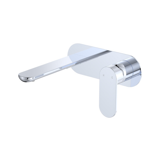 Empire Slim Basin/Bath Wall Mixer Set, Oval Plate, 160mm Outlet, Chrome [306266]