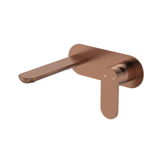 Empire Slim Basin/Bath Wall Mixer Set, Oval Plate, 160mm Outlet, Brushed Copper [306259]