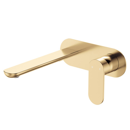 Empire Slim Basin/Bath Wall Mixer Set, Oval Plate, 200mm Outlet, Urban Brass [306252]